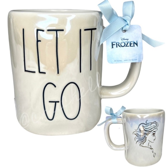 ❌SOLD❌ Rae Dunn NWT LET IT GO Elsa Disney Frozen Iridescent 2 Sided Coffee Mug - Picture 3 of 17